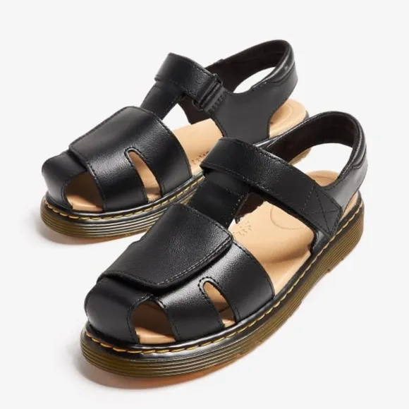 Dr. Martens Boys Sz 11 Toddler Black Moby II Leather Sandals