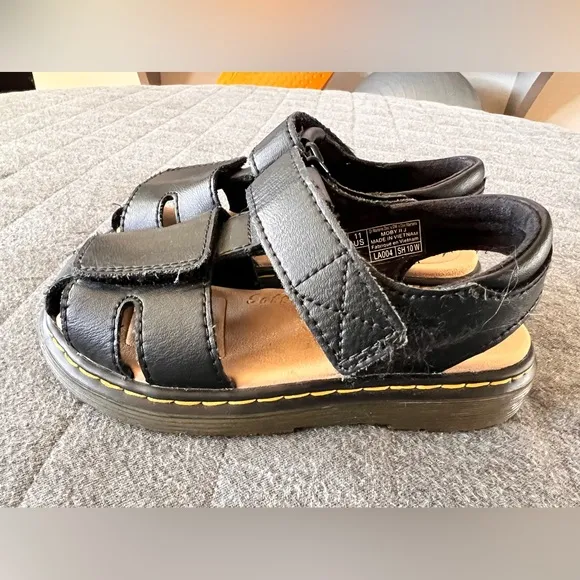 Dr. Martens Boys Sz 11 Toddler Black Moby II Leather Sandals