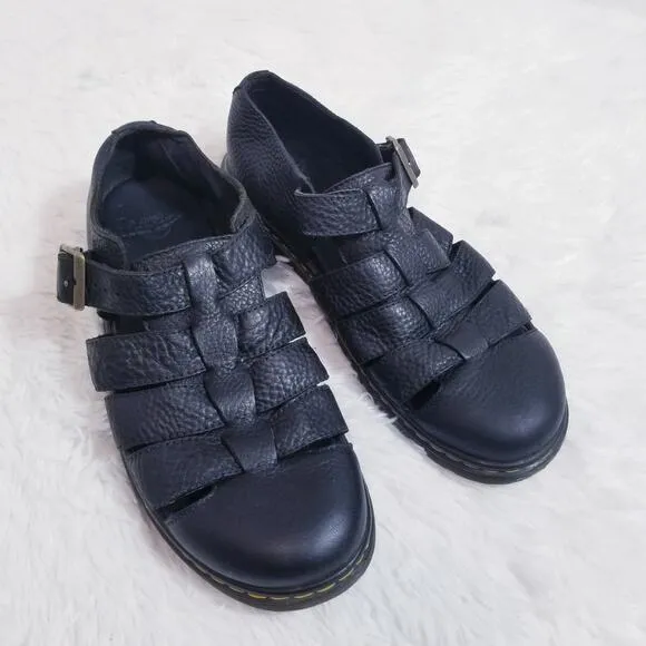 Dr. Martens Fenton Unisex Black Leather Sandals