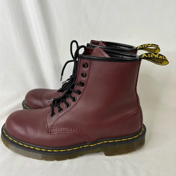 Dr. Martens Men’s Burgundy Leather Boots