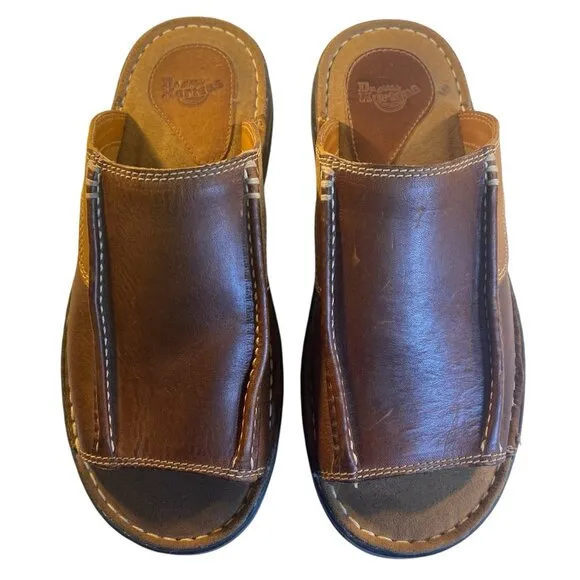 Dr Martens Men's Size 43 - US 10 - Brown Leather Slide Sandals 8B20 AW004 CLEAN