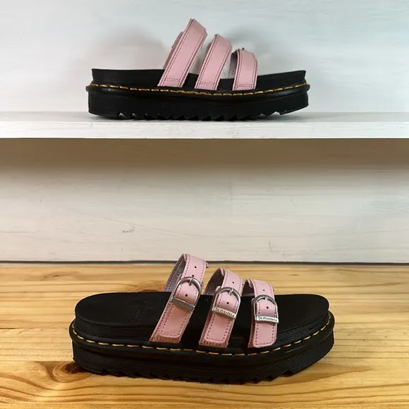 Dr. Martens Women's Blaire Beautiful Black /Pink Slide Sandals Sz 8