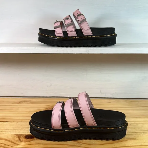 Dr. Martens Women's Blaire Beautiful Black /Pink Slide Sandals Sz 8