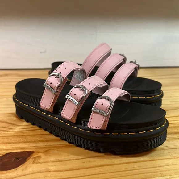 Dr. Martens Women's Blaire Beautiful Black /Pink Slide Sandals Sz 8