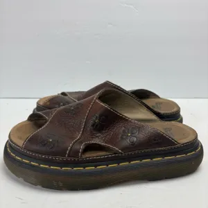 Dr Martens Women’s Brown Leather Sandals Slides Floral Flowers Size 9