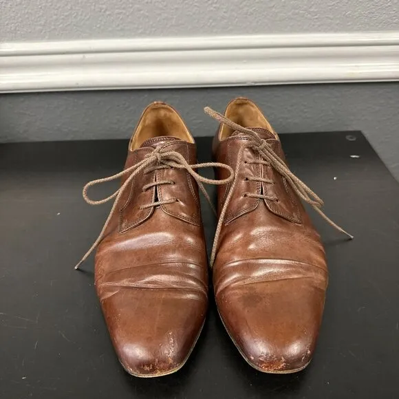 Dries Van Noten Brown Mens Leather Lace Up Oxford Dress Shoes Size 41.5 US 8.5