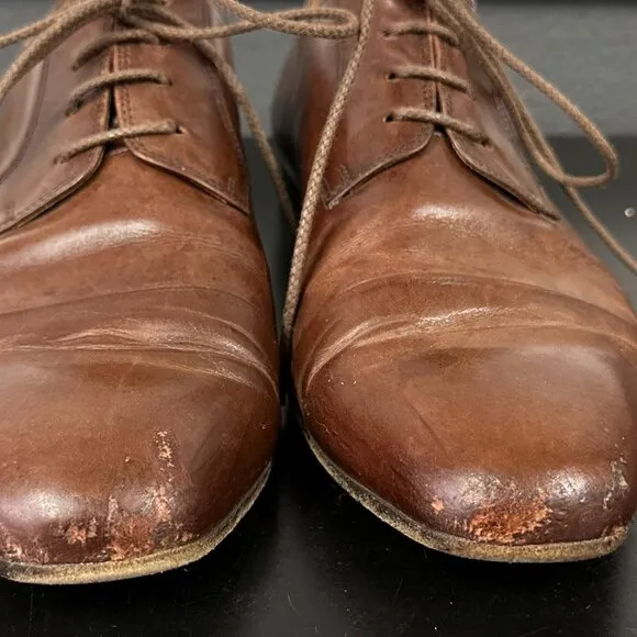 Dries Van Noten Brown Mens Leather Lace Up Oxford Dress Shoes Size 41.5 US 8.5