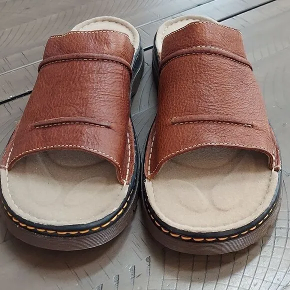 Dr. Martens 8B72 Brown Leather Slides Sandals Sz 13