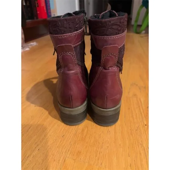 Dromedaris Kara Women's Dark Red Leather Boots Size 38 (US 7.5-8) Lace-Up