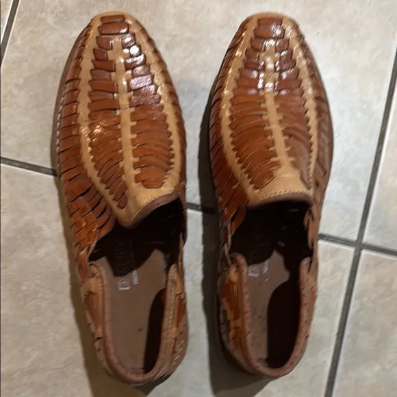 D’santy Mexican Men's Brown Leather huaraches Loafers classic mexican Sz 9