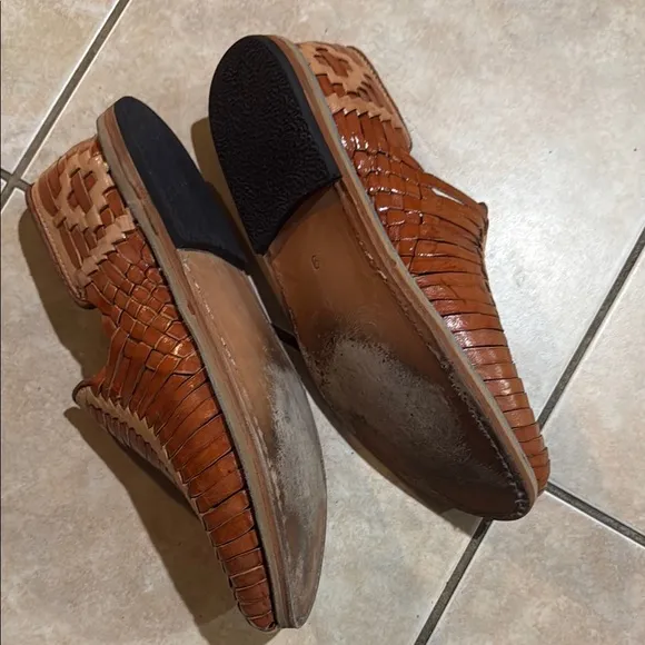 D’santy Mexican Men's Brown Leather huaraches Loafers classic mexican Sz 9