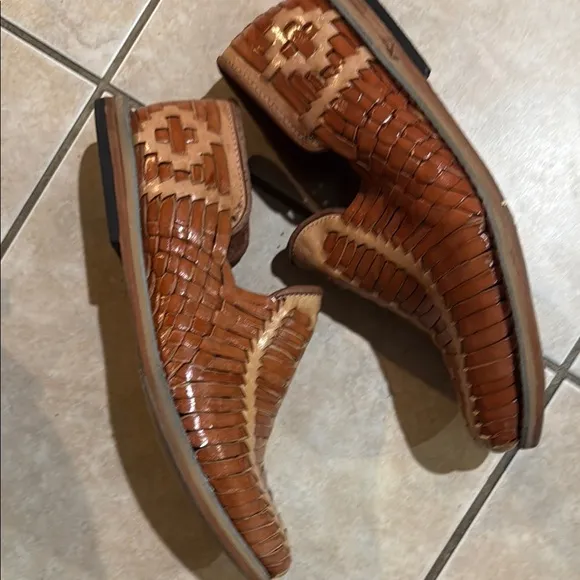 D’santy Mexican Men's Brown Leather huaraches Loafers classic mexican Sz 9