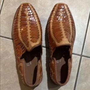 D’santy Mexican Men's Brown Leather huaraches Loafers classic mexican Sz 9