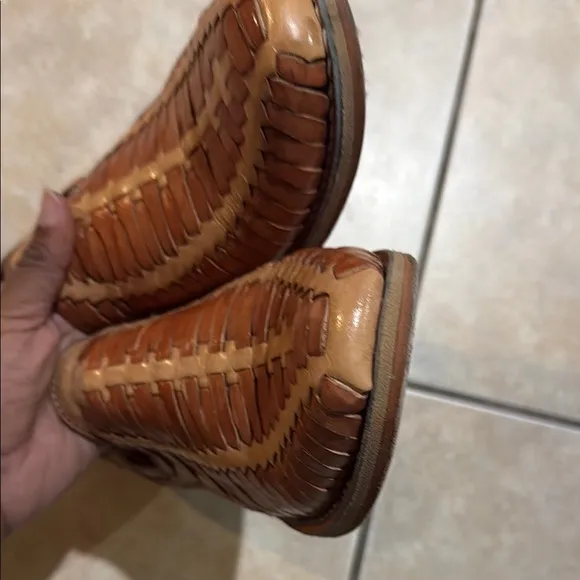 D’santy Mexican Men's Brown Leather huaraches Loafers classic mexican Sz 9