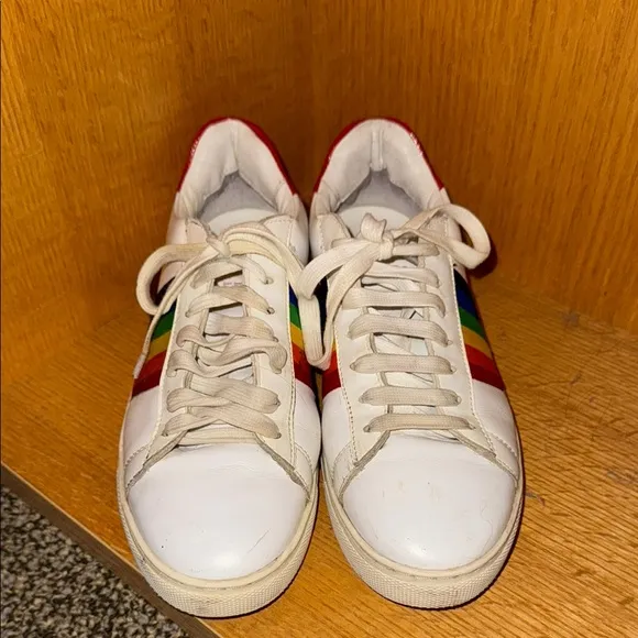 DSQUARED2 White Sneakers with Rainbow Stripes