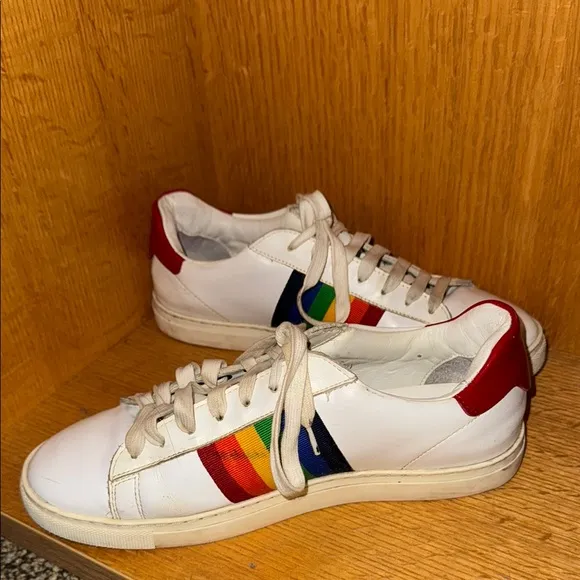 DSQUARED2 White Sneakers with Rainbow Stripes