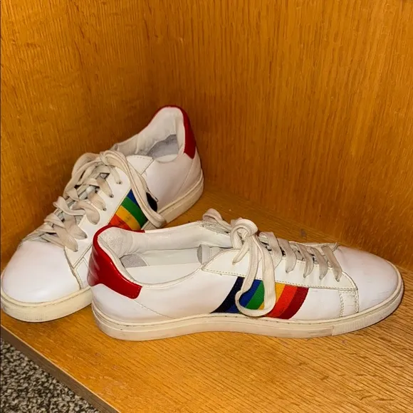 DSQUARED2 White Sneakers with Rainbow Stripes