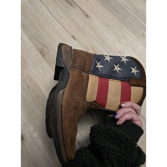 Durango Western Boots Size Y 4.5 M   Eu 36  American Flag  Square Toe Euc Kids