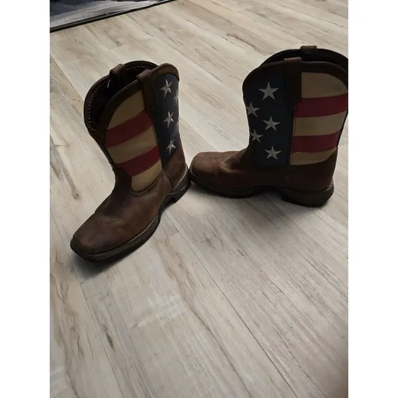 Durango Western Boots Size Y 4.5 M   Eu 36  American Flag  Square Toe Euc Kids