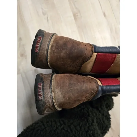 Durango Western Boots Size Y 4.5 M   Eu 36  American Flag  Square Toe Euc Kids