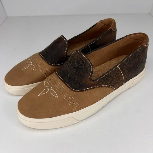 Durango Womens DRD0190 Brown Saddle Western Low Top Size 11M Slip-On Shoes