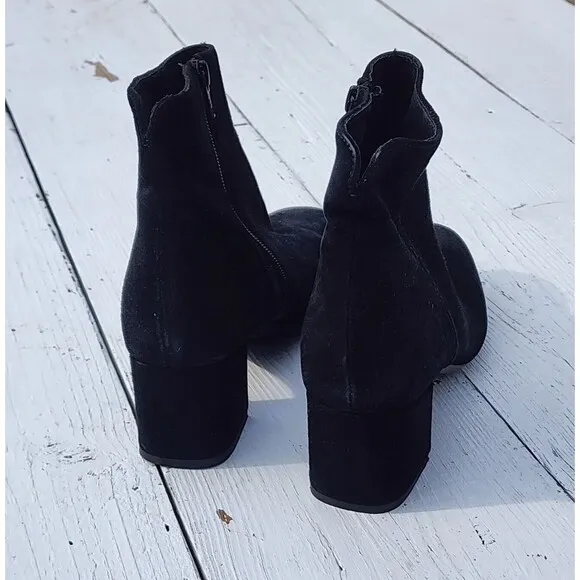 Dusano Romania Womens Black Nubuck Leather Zip Up Ankle Heels Boots US 9 EU 40