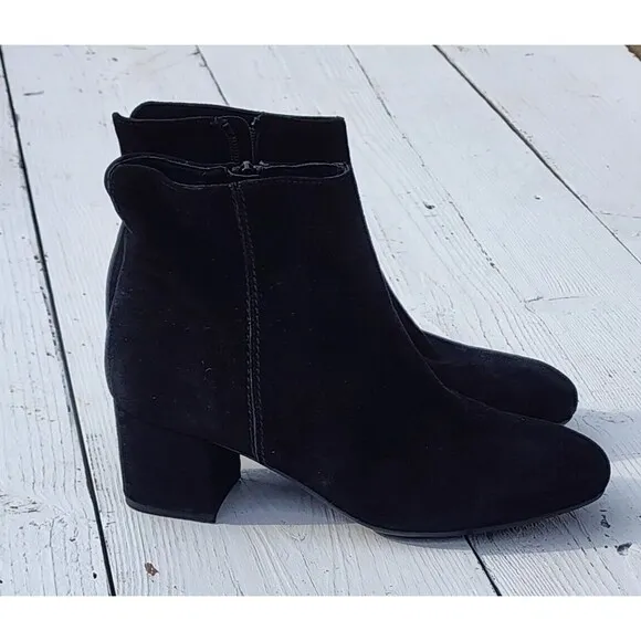 Dusano Romania Womens Black Nubuck Leather Zip Up Ankle Heels Boots US 9 EU 40