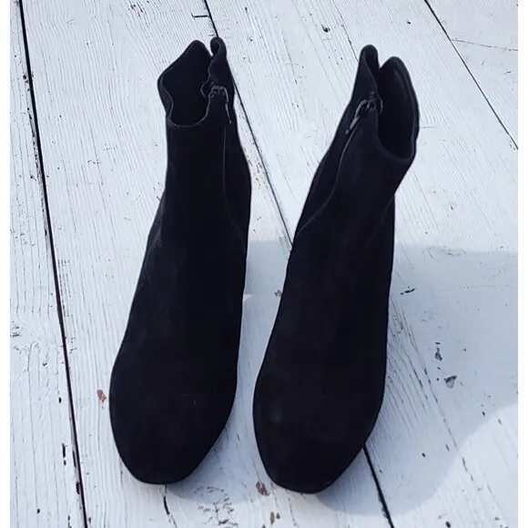 Dusano Romania Womens Black Nubuck Leather Zip Up Ankle Heels Boots US 9 EU 40