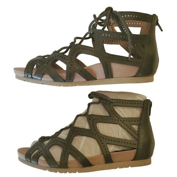 Earth Linden Lehi Green Strappy Sandals, Woman's Leather Sandals