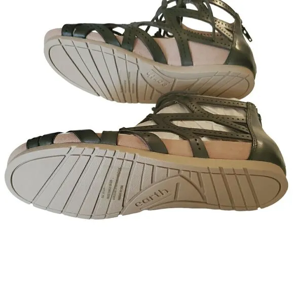 Earth Linden Lehi Green Strappy Sandals, Woman's Leather Sandals