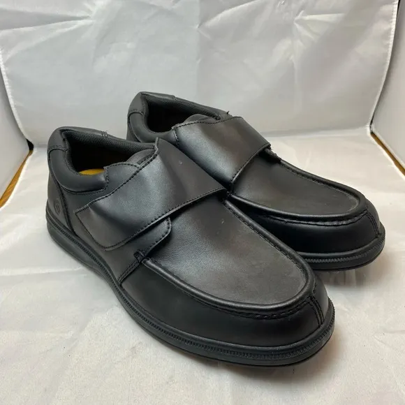 EARTH Spirit Layton Men's 12W US Black Leather Walking Slip-on Dress Shoes NWOB