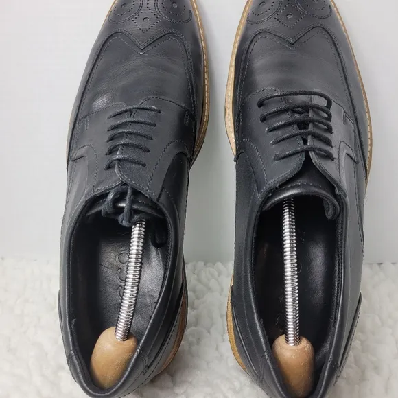 Ecco Biarritz Men's Lace up Dress Shoes Size 12 Black leather Brogue Derby