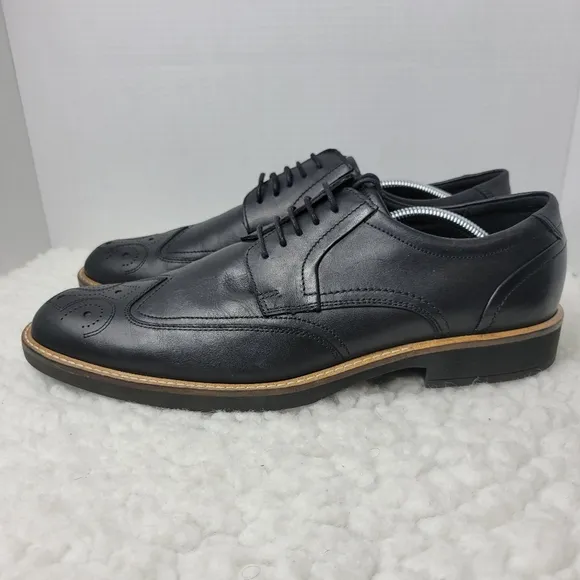 Ecco Biarritz Men's Lace up Dress Shoes Size 12 Black leather Brogue Derby