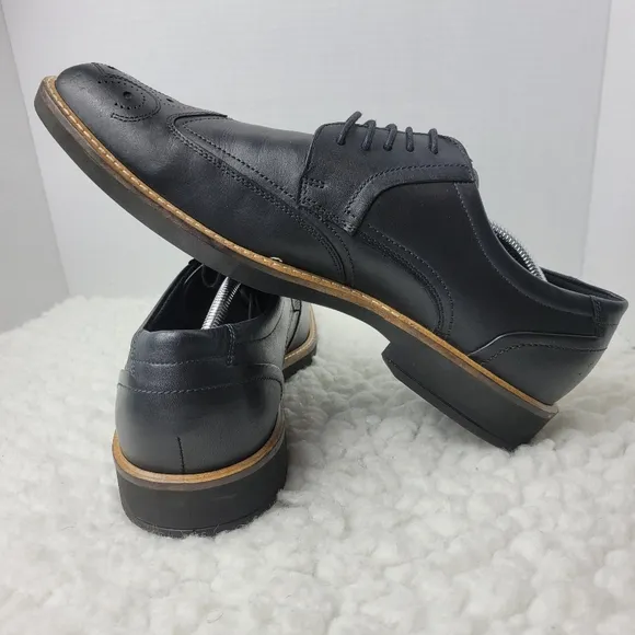 Ecco Biarritz Men's Lace up Dress Shoes Size 12 Black leather Brogue Derby