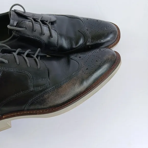 Ecco Black Leather Wingtip Biarritz Brogue Derby