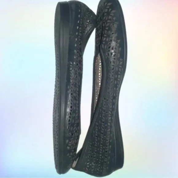 ECCO Black Touch Laser Cut Ballerina Leather flats Size 39US Size 8