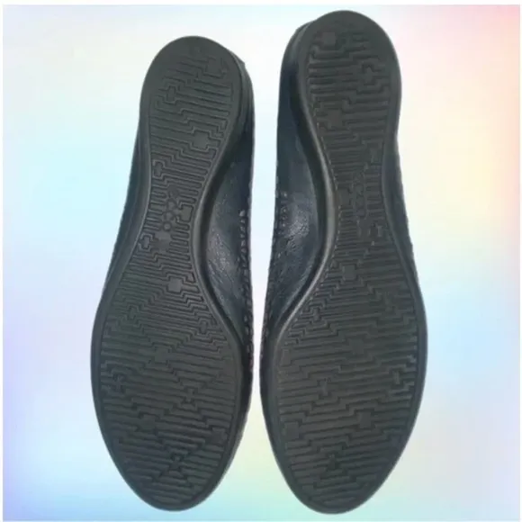 ECCO Black Touch Laser Cut Ballerina Leather flats Size 39US Size 8