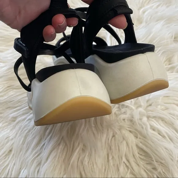 Ecco chunky black white platform‎ comfort sandals size 38