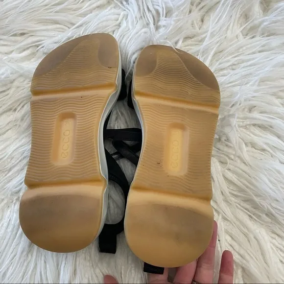 Ecco chunky black white platform‎ comfort sandals size 38