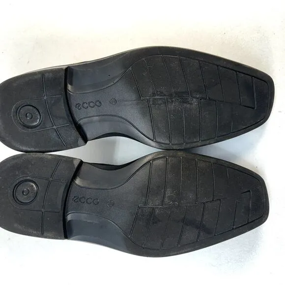 ECCO Johannesburg Black Leather Square Bicycle Toe Dress Shoes Size EU 44 US 11