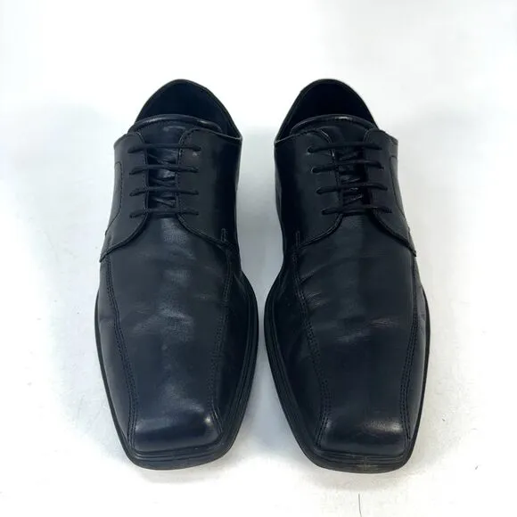 ECCO Johannesburg Black Leather Square Bicycle Toe Dress Shoes Size EU 44 US 11