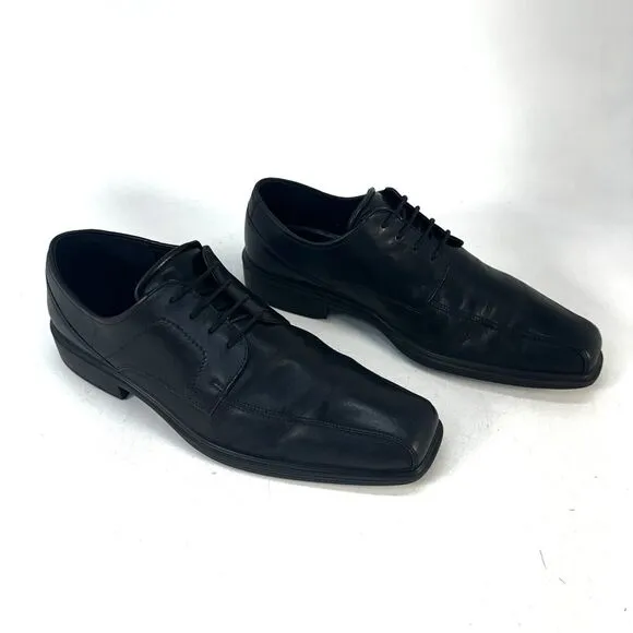 ECCO Johannesburg Black Leather Square Bicycle Toe Dress Shoes Size EU 44 US 11