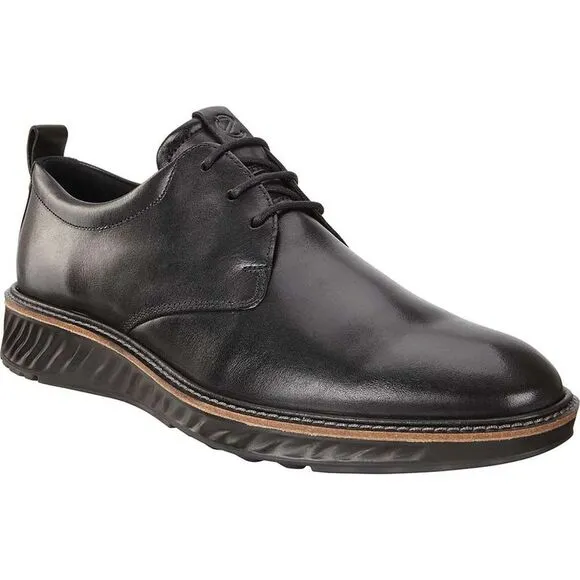 ECCO Mens Black Leather Lace-Up Loafers Oxfords Shoes NWOB