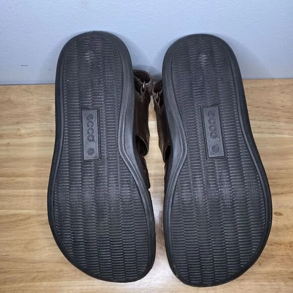 Ecco Mens Brown Leather Fishermans Sandals Closed Toe‎ 41 / 8 Back Strap