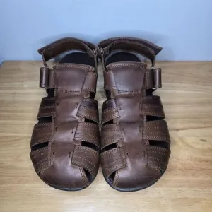 Ecco Mens Brown Leather Fishermans Sandals Closed Toe‎ 41 / 8 Back Strap