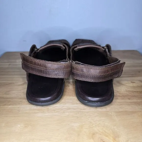 Ecco Mens Brown Leather Fishermans Sandals Closed Toe‎ 41 / 8 Back Strap