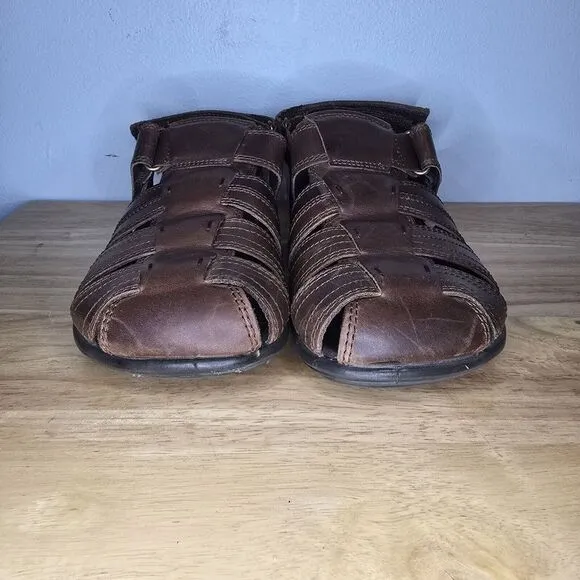 Ecco Mens Brown Leather Fishermans Sandals Closed Toe‎ 41 / 8 Back Strap