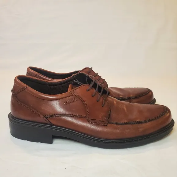 Ecco Men's‎ Brown Leather Lace-Up Dress Shoes Size 47 Comfort Cushion Sole