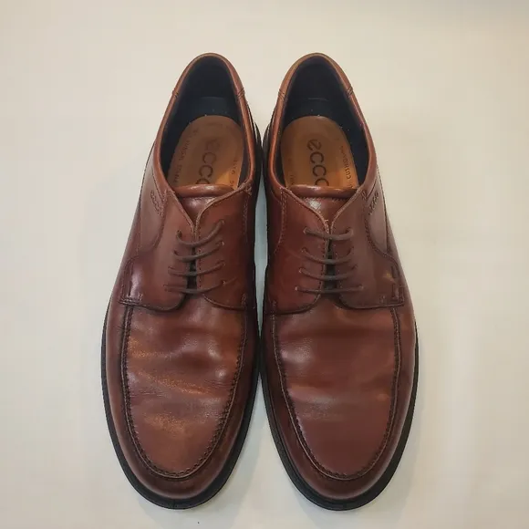 Ecco Men's‎ Brown Leather Lace-Up Dress Shoes Size 47 Comfort Cushion Sole