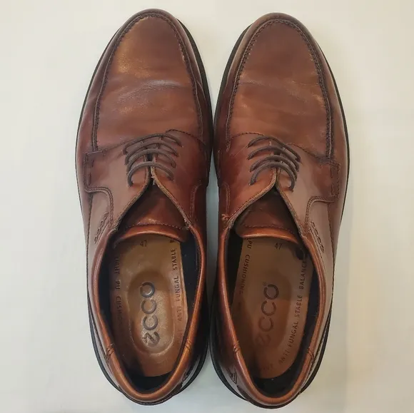 Ecco Men's‎ Brown Leather Lace-Up Dress Shoes Size 47 Comfort Cushion Sole